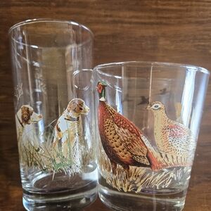 Wildlife Themed Glass Tumblers 2 Piece  New 5.5 And 4 Inch